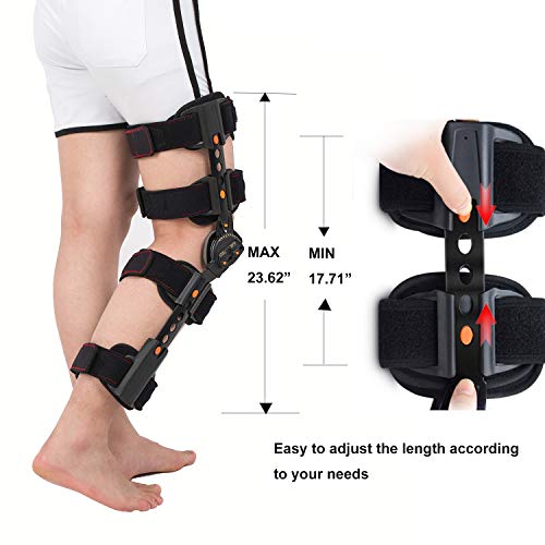 Rom Knee Leg Brace-- Adjustable Hinged Knee Immobilizer Brace Support Leg Splint Stabilizer For Acl, Mcl And Pcl Post-Op Hemiplegia Fixation, Meniscus Tear, Left Right Leg (Update Freesize) #TOP4