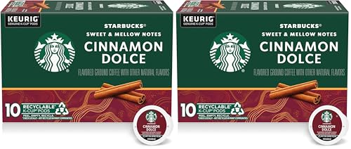 Image of Starbucks K-Cup Coffee Pods, Cinnamon Dolce Flavored Coffee, Naturally Flavored, 100% Arabica, 1 box (10 pods) (Pack of 2)