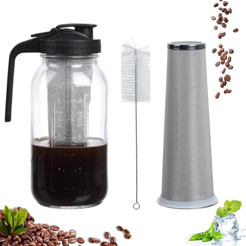 OMNISAFE 64 oz Cold Brew Coffee Maker, Glass Mason Jar
