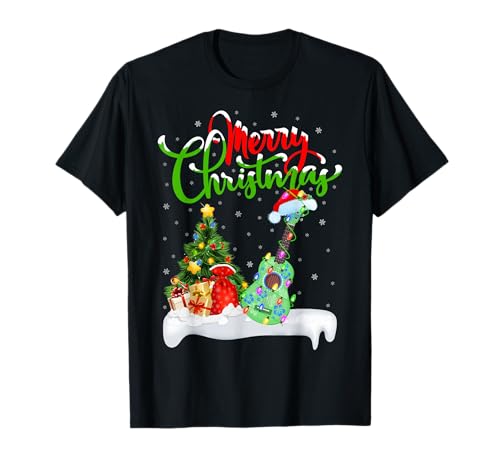 Ukulele Music Lover Xmas Lighting Santa Ukulele Christmas T-Shirt