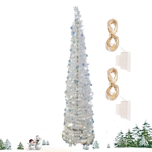 Árbol de Navidad LED de 1,5m con purpurina para iluminar tu salón o terraza 7