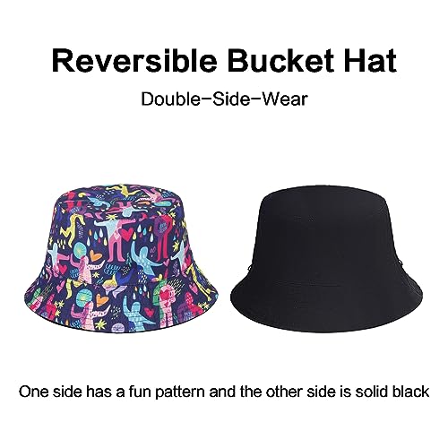 HH HOFNEN Chapéu bucket chapéu de sol de praia de verão de dupla face para viagem boné de pescador c