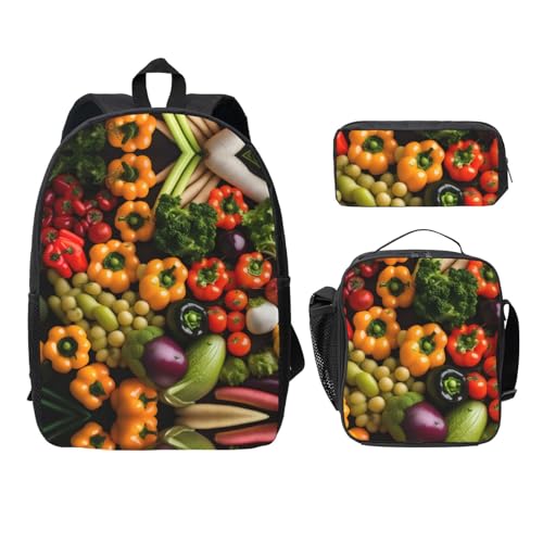 Sac à dos imprimé légumes frais pour le déjeuner à l'école et les sorties nature