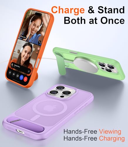 Image of Magnetic Compatible with iPhone 16 Pro Case, [Built-in Invisible Kickstand][Compatible with MagSafe][Military Grade Shockproof] Slim Translucent Matte Phone Case for iPhone 16 Pro 6.3 inch
