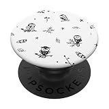 Cool owl pattern boho phone popper holder.Plain white background color with basic solid black dark colored base simple stick on finger gripper phone nob handle hand grip for back of smartphone,case to hold.Pretty vintage retro owl theme gifts for owl lover