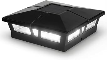 Classy Caps Cambridge Solar Post Cap - Fits 5"x5", 5.5"x5.5" & 6"x6" Deck & Fence Posts - Black Cast Aluminum - Brilliant White Light - Heavy-Duty - Mod. SLC771B