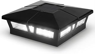 Classy Caps Cambridge Solar Post Cap - Fits 5"x5", 5.5"x5.5" & 6"x6" Deck & Fence Posts - Black Cast Aluminum - Brilliant White Light - Heavy-Duty - Mod. SLC771B