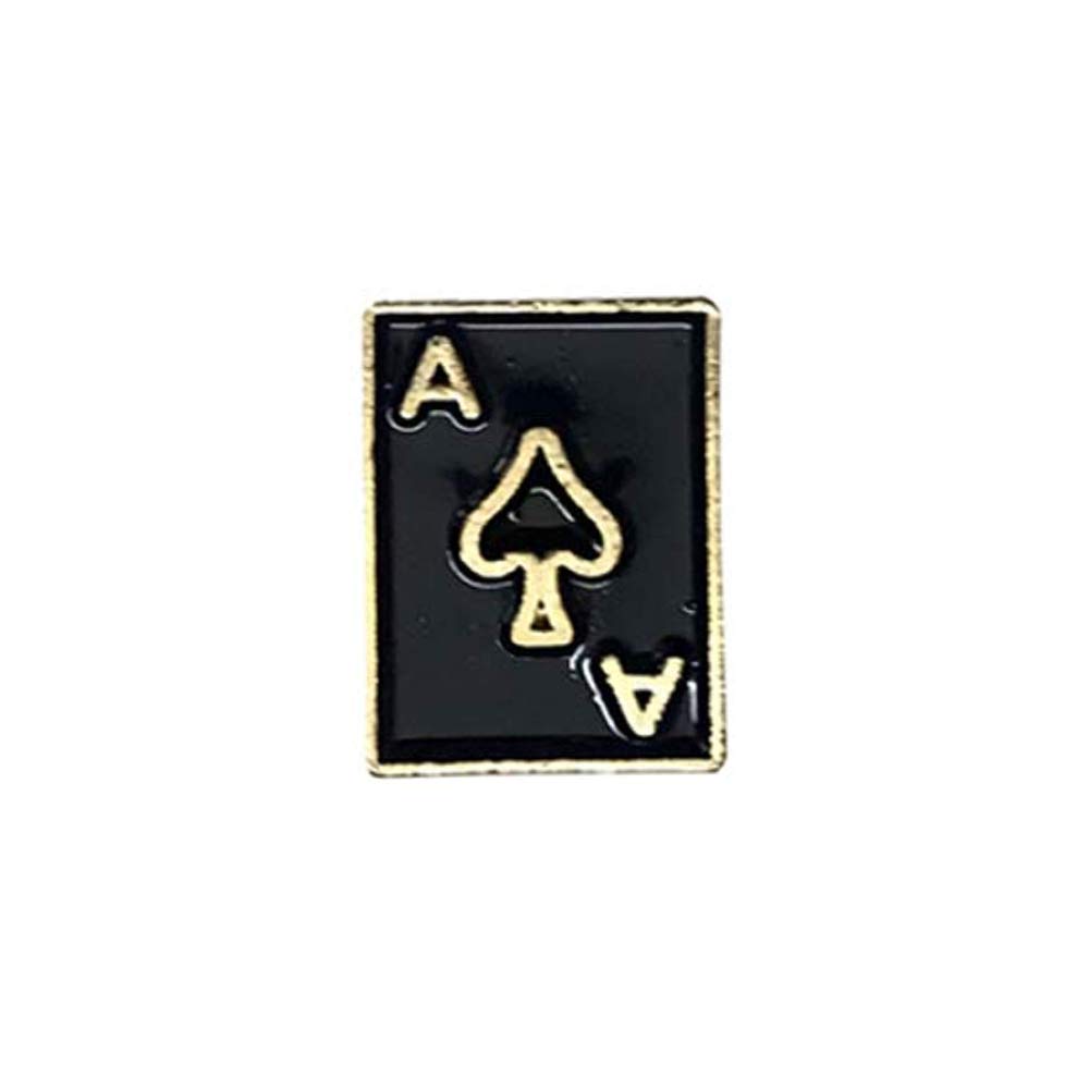 Clubs Playing Card Lapel Pin Suit Collar Accessories Brooch for Men (Black and Golden)-image-30