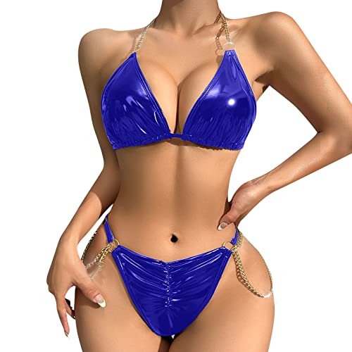 BlzzWo Lederkleid Lack und Leder Outfit Damen Sexy Dessous Damen Sexy Unterwäsche Curvy Frauen Sex Glänzende Lederstrumpfhose Nachtclub Unterwäsche...
