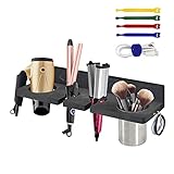 Hair Tool Organizer Wall Mount with 4 PCS Reusable Cable Ties, Bathroom Hair Dryer Wall Holder, Hair...