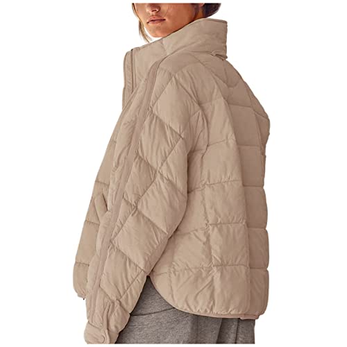 Mintuse Jaqueta feminina leve com zíper de manga comprida e manga comprida, casaco quente, curto, de