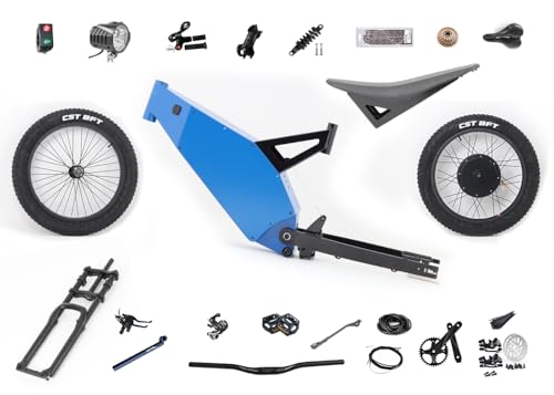 KEYU F6 Enduro Electric Bicycle Bike Ebike Frame kit Parts Electric Bike Frame Kit Electric Road Bike Frame Carbon Fiber Stealth Bomber Frame Kit with Motor Wheel Front Wheel fronk Fork etc.