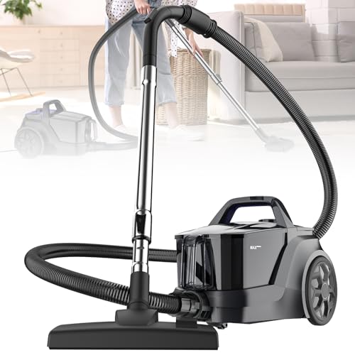 Basigelar Aspiradora sin bolsa 2000 W Potente, fuerte potencia de succión,Capacidad del depósito de polvo 3 litros, Radio de acción 5 m, Filtro higiénico para parquet, Alfombra