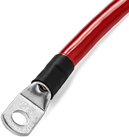 Spartan Power Red 1 Foot 4/0 AWG Battery Cable, Positive Only 5/16" M8