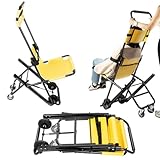 Folding Stair Chair, Yellow Aluminum Alloy, 350.53lb Capacity, with 4 Wheels and Safety Belts, for Emergency Evacuation, Hospitals, Fire Incidents, 47.2x21.3x11.8in Folded
