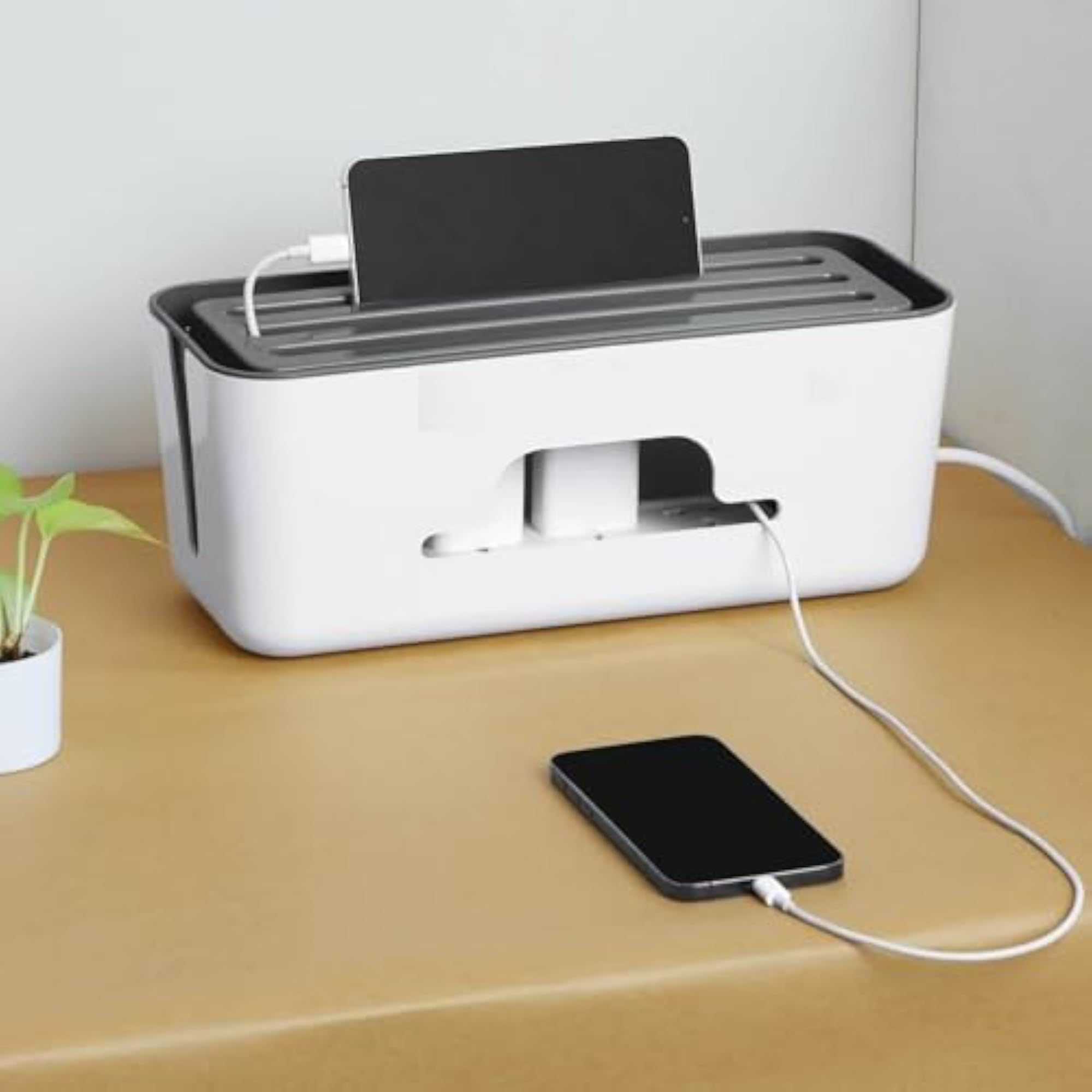 Cable Management Box for Power Strips and Cords, Organizer