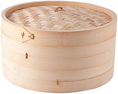 Hinomaru Collection Traditional Oriental Style Natural Bamboo Steamer Basket Stackable Dim Sum Vegetable Steamers (12 Inch Dia)