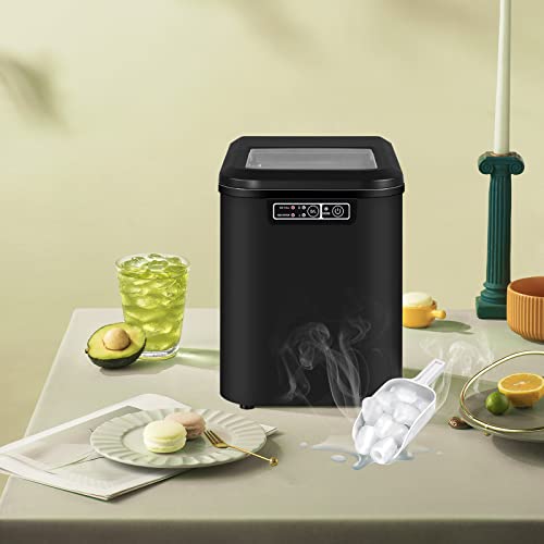 WOLTU Eiswürfelmaschine Eiswürfelbereiter, 12kg/24hrs, 1 Liter Wassertank, Selbstreinigungsfunktion, Eismaschine Leise Ice Maker ABS, Schwarz+Weiß – Bild 4