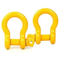 FreeTec D Schäkel Groß, 3/4\ 4,75t Stahl D Ring Schäkel, 2 Stück Bogen-Schäkel mit Schraubenbolzen, Schwerlast Schäkel Schaekel Abschleppschäkel für Abschleppen Heben Pkw 4x4 Offroad Seilwinde (Gelb)
