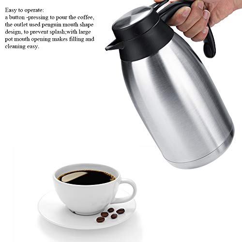 Coffee Pot, 2L Coffee Carafe Insulated Teapot Hot Water Pot Coffee Server Tea Flask Stainless Steel Coffee Pot Vacuum Insulated Water Pot for Home Restaurant - Thumbnail 4