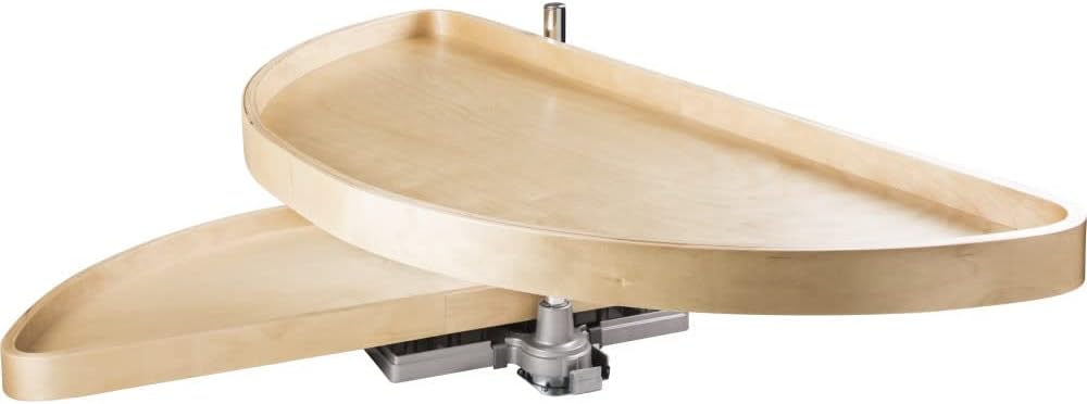 Hardware Resources 38" Blind Corner Cabinet Organizer - UV Coated Finished White Birch Wood Half-Moon Trays - Kitchen Pantry Rotating Racks for Left & Right-Hand Cupboards - Fits 17.5" Cabinet Opening