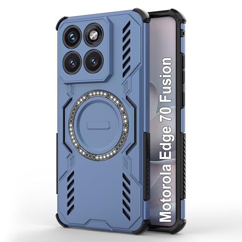 Image of Zapcase Back Case Cover for Motorola Edge 70 Fusion | Magnetic Case with Built-in Metal Ring | Supports MagSafe Charger, Wallet & Car Mount | Shockproof Hybrid PC + TPU | Blue
