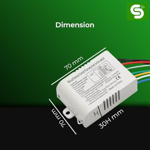 Image of 4-Way RF Wireless Remote Control Switch | 220V-240V Digital ON /OFF Switch | Control 4 Lights /Fans | 8-15m Indoor & 20m Outdoor Range | Wall Mount Receiver | ESY-TC35