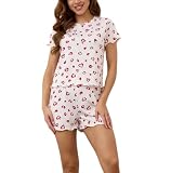 🌸[Coupe optimale]: Ce pyjama d'été deux pièces est disponible des tailles S à XL. Son tissu extensible et sa coupe courte assurent une silhouette fraîche et adaptable.