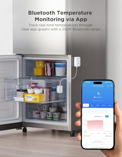 GoveeLife Thermomètre congélateur réfrigérateur 2 Pack, Capteur de température Bluetooth avec alarme, Smart APP Alertes pour réfrigérateur/congélateur/tube(WiFi Gateway Non inclus)=Surveiller le réfrigérateur/congélateur à distance avec les alertes app & Buzzer 230ft gamme. Pour cuisine/hô