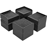 BTSD-home Bed Risers Heavy Duty Adjustable Furniture Risers Elevation in Heights 1 or 3 Inch Bed Frame Lifts Risers for Dorm Beds, Sofas 4 Pack Black Square