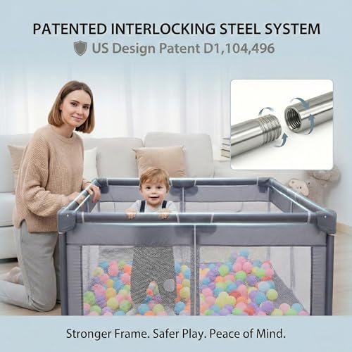 Orian Playpen 50x74 Large Play Yard for Babies and Toddlers, Indoor Outdoor Playpen, Sturdy Baby Play Pen with Mesh Sides, Safe Baby Fence Play Area, Assembly Required/Not Portable, with Storage Bag - Thumbnail 3