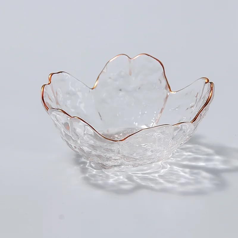 PIPITA Pack of 6 Transparent Cherry Blossom Dessert Bowls, Spice Bowls, Sauce Bowls, Glass Dipping Bowls, Mini Crystal Bowls for Ice Cream, Dessert, Dessert, Snack, Ketchup, Soy Sauce, Vinegar
