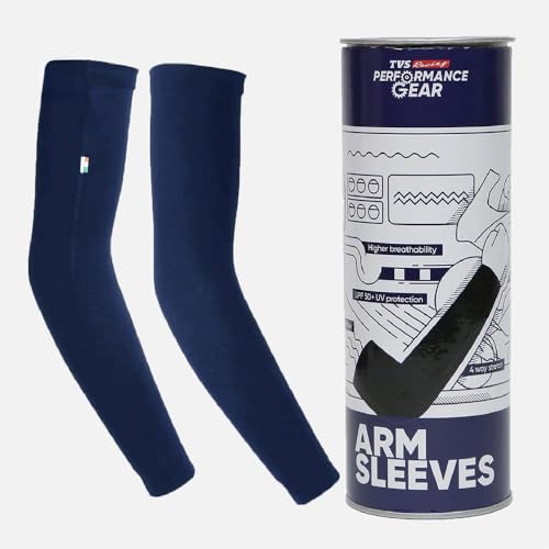 Image of TVS Racing UV Sun Protection Anti-Tan Arm Sleeves UPF 50+ | Cooling Compression | Cotton-Bamboo Blend | Anti-Odor | For Riding, Cycling & Sports