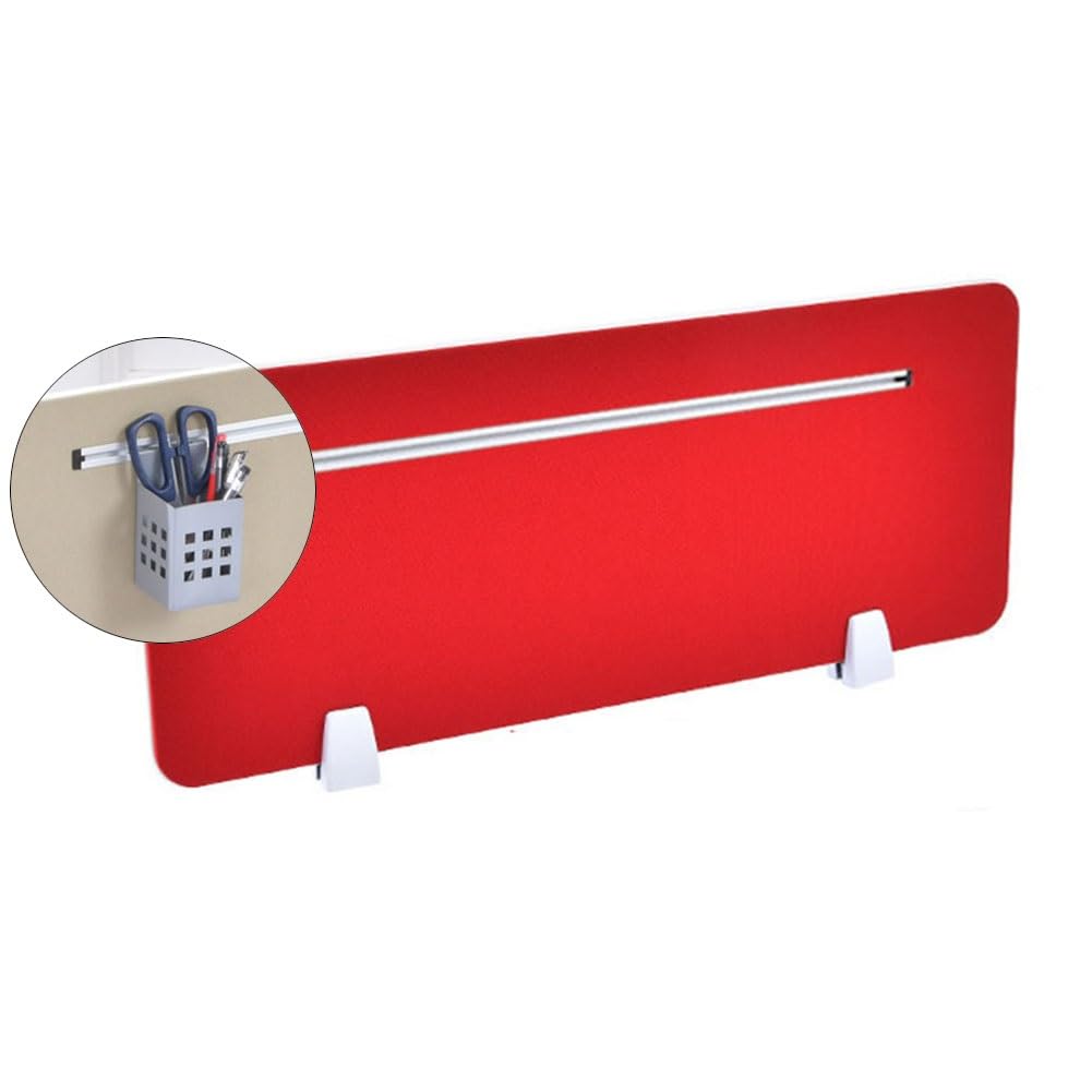 LWJSOCP Desk Privacy Divider, Desk Privacy Panel Desk Divider Acoustic Acoustic Partition Reduce Noise Visual Distractions, Slotted Partition Office(Rosso,120X30cm)