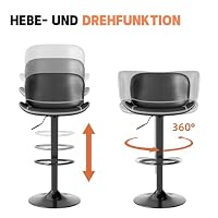 Youhauchair Barhocker 4er Set, Barhocker Höhenverstellbar aus Kunstleder, wasserdicht und verschleißfest, Barhocker mit Lehne, Drehbarer bar Stool, modern, Schwarz – Ansicht 6