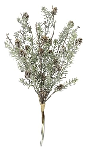 Branche de sapin artificielle avec pommes de pin - Branche décorative glacée - Vert sapin - Conifères - Décoration de Noël - Tige - Couronnes - Couronne de l'Avent - Guirlande de branche - Décoration