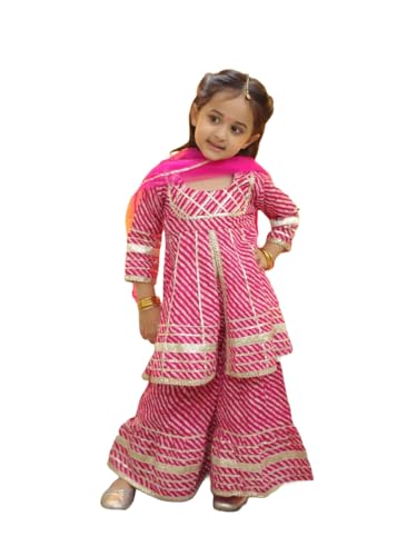 Image of Girls' Printed Kurta Sharara Set - Traditional Ethnic Wear For Festivals, Weddings & Special Occasions