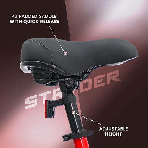 Image of Stryder E-Vibe 27T Electric Cycle for Men & Women (5.2-6 Ft) | 250W BLDC Motor | 36V 8.7Ah Li-ion Battery | Dual Disc Brakes | Front Suspension | USB Charging | Password Display | E-Bike (Red)