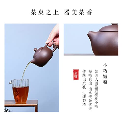 Image of Xishi Teapot 7oz Chinese Zisha Clay Pot Ceramics Purple Sand Mud Kungfu Tea Set with Gift Box (purple 9 hole filter)