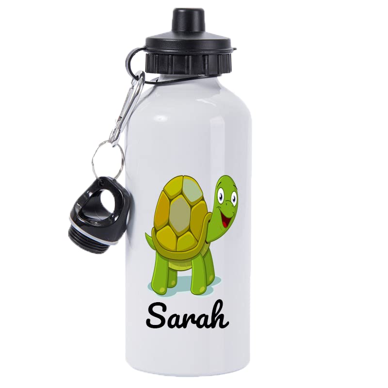Pickhut Personalised Turtle White Water Bottle 600ml Back to School Gift for Kids