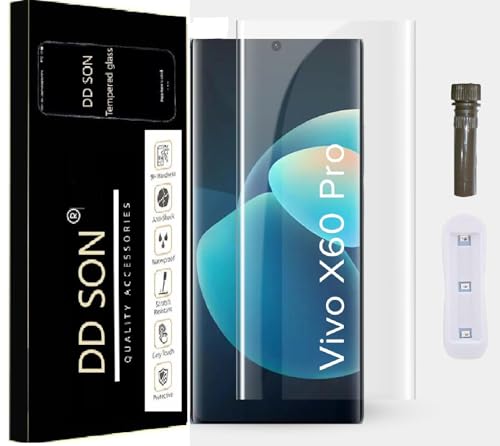 Image of DD SON Premium UV Tempered Glass Screen Protector Compatible For Vivo X60 Pro / X60 Pro Plus (6.56 Inch, Pack of 1) Smartphone (Pack Of 1) With Edge To Edge Full Coverage UV And Easy Installation Kit