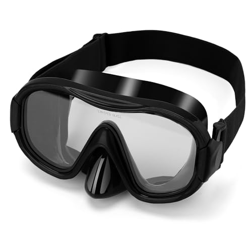 WAVE duikbril voor volwassenen met snorkel en gehard glas
