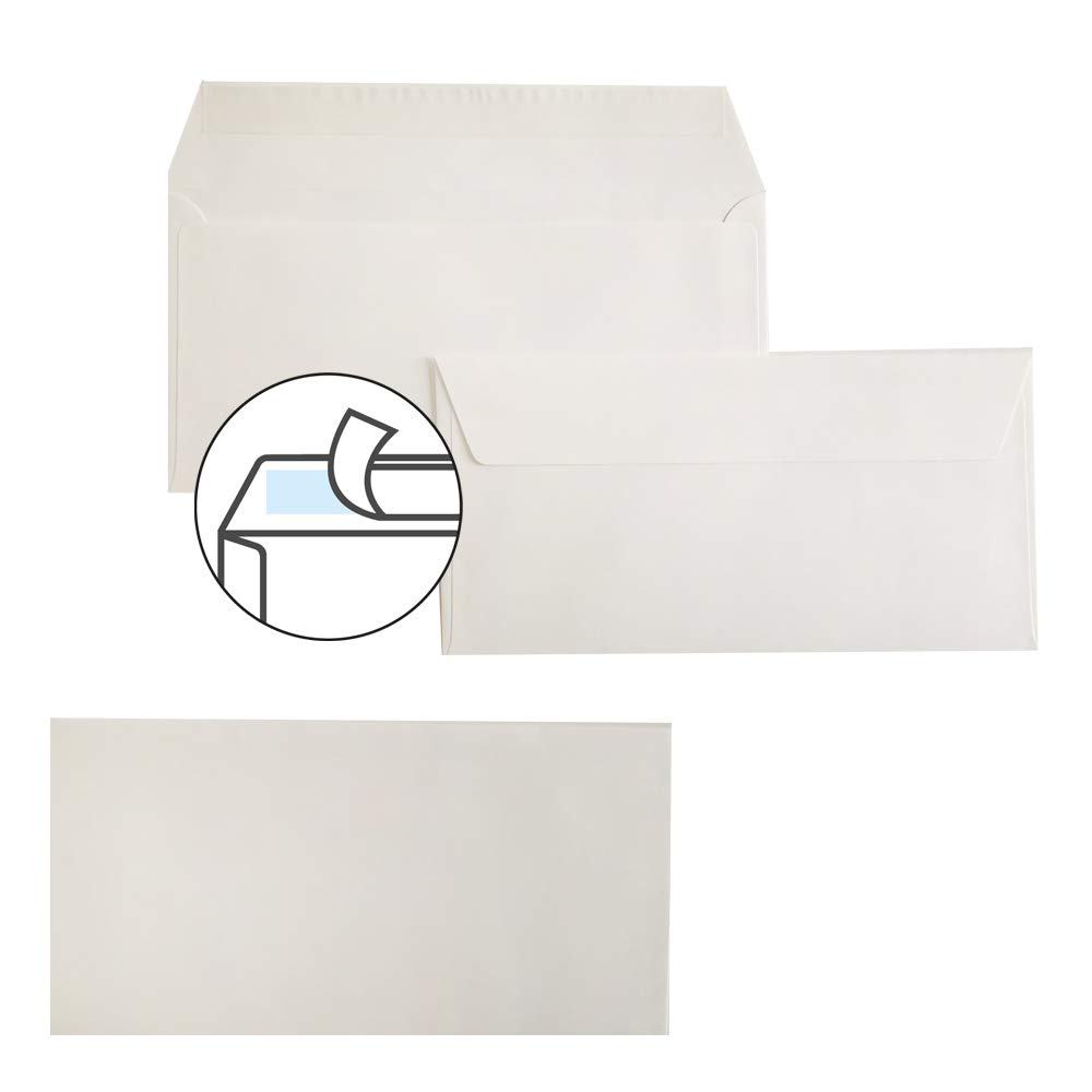 Enveloppes format DIN long, 110 x 220 mm, 120 g, rabat droit avec patte autocollante, idéales pour anniversaire, mariage, invitations, cartes de vœux, Noël 150 x 50 Ivoire