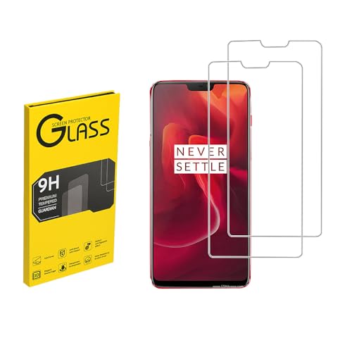 Shunwige Screen Protector for OnePlus 6 Tempered Glass Protective Film HD Case Friendly Easy Installation Anti Scratch Bubble Free，9H Hardness(2 pcs)