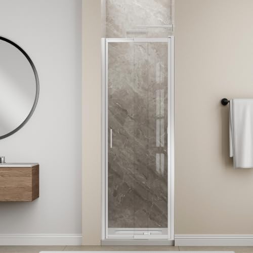 Image of 24-26 inch W x 72 inch H Pivot Shower Door, 3 /16 inch(5mm) Glass, Brushed Nickel