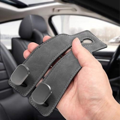 Image of Car Seat Headrest Hooks 2 PCS, Leather Car Seat Hooks, Double Bag Holder