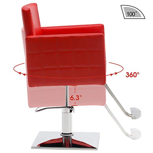 Barberpub Classic Styling Salon Chair For Hair Stylist Hydraulic Barber Chair Beauty Spa Equipment 8821 (Red) #TOP6