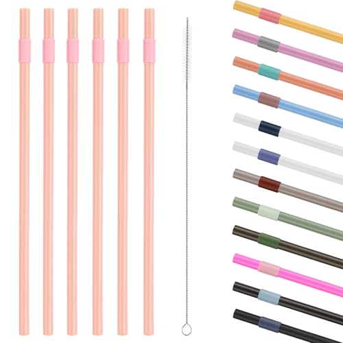 Replacement Straws Compatible with 40 oz Owala Travel Tumbler - Include 6 Pack Straws and 1 Pack Cleaning Brush (pink)