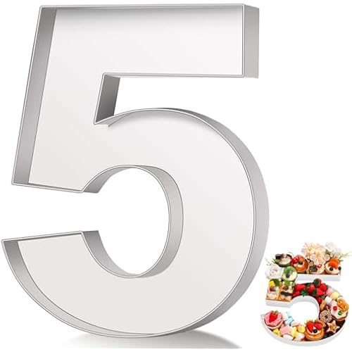 Mifoci 13.7" Cardboard Number Fillable Paper Mache, Number 5, White