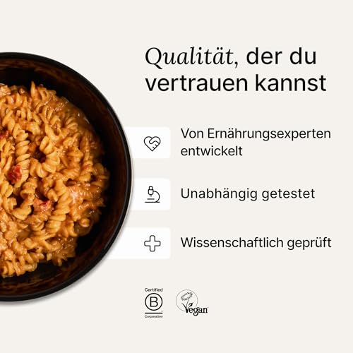 Huel Hot & Savoury – Pasta Bolognese (7 Portionen), Vegane Protein-Mahlzeit mit 25 g Eiweiß, 26 Vitamine & Mineralstoffe, Pflanzliches Fertiggericht, Ausgewogen & Nährstoffreich